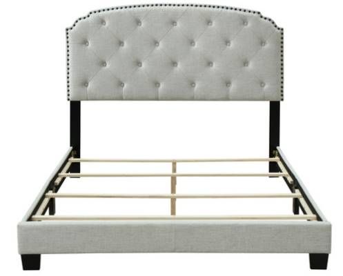 Bernards Olivia Gray Upholstered King Panel Bed in a Box-2