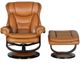 BarcaLounger® Roscoe Roman Orange Swivel Reclining Pedestal Chair and Ottoman Set-1