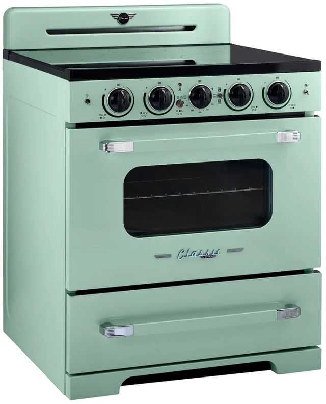 Unique® Appliances Classic Retro 30" Summer Mint Green Slide In Induction Range-2