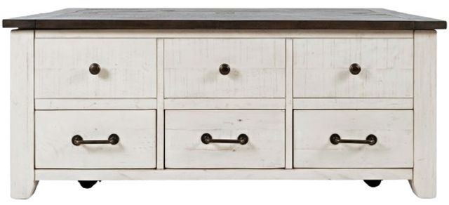 Jofran Inc. Madison County Harris Barnwood Lift Lid Cocktail Table with Vintage White Base-2