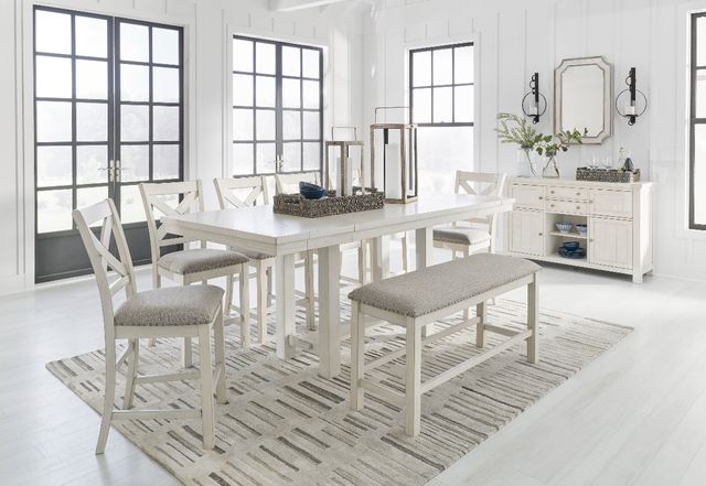 Signature Design by Ashley® Robbinsdale 6-Piece Antique White Counter Height Dining Table Set-0
