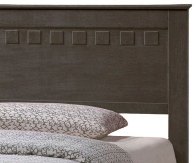 Milton Greens Stars Gray Full Wooden Platform Bed with Crown Moldings and Raised Paneling-1