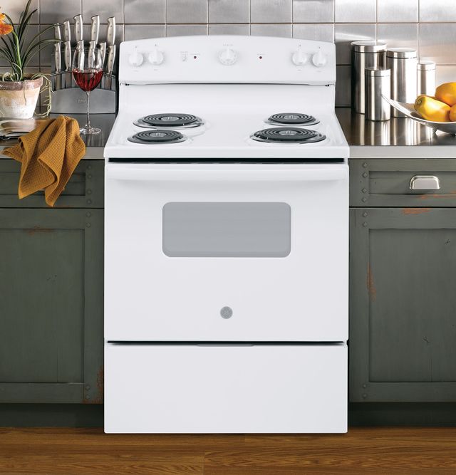 GE® 30" White Freestanding Electric Range-5