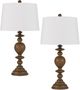 Cal® Lighting & Accessories Candlestick 2-Piece Oak Table Lamp Set-0