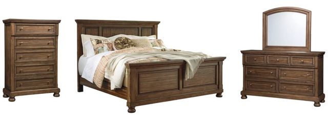 Signature Design by Ashley® Flynnter 4-Piece Medium Brown Queen Panel Bed Set-0