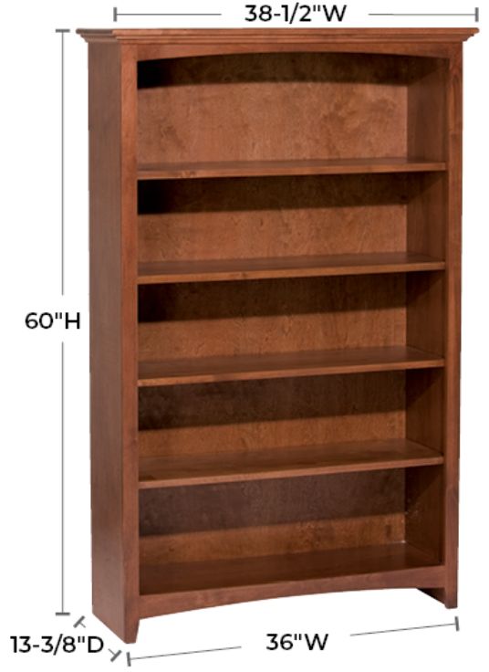 Whittier Wood® Furniture Customizable McKenzie 5-Shelf 36" Bookcase-1