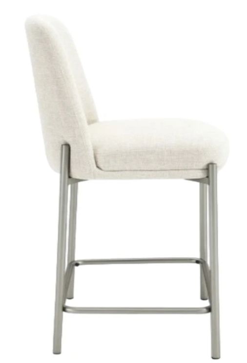 Modus Furniture Crossroads 2.0 Dion Brushed Nickel/Natural Light Upholstered Counter Stool-2