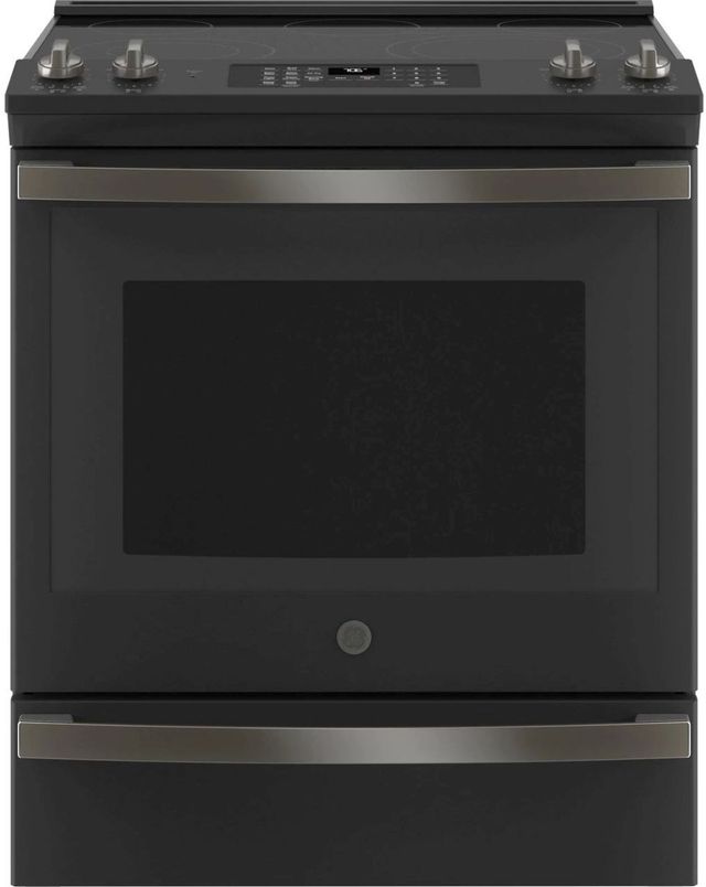 GE® 30" Fingerprint Resistant Black Slate Slide In Electric Range-0