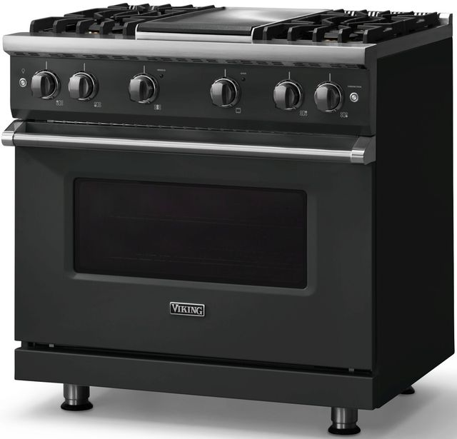 Viking® 5 Series 36" Antique Bronze Pro Style Gas (LP) Range with Polished Chrome Trim-2