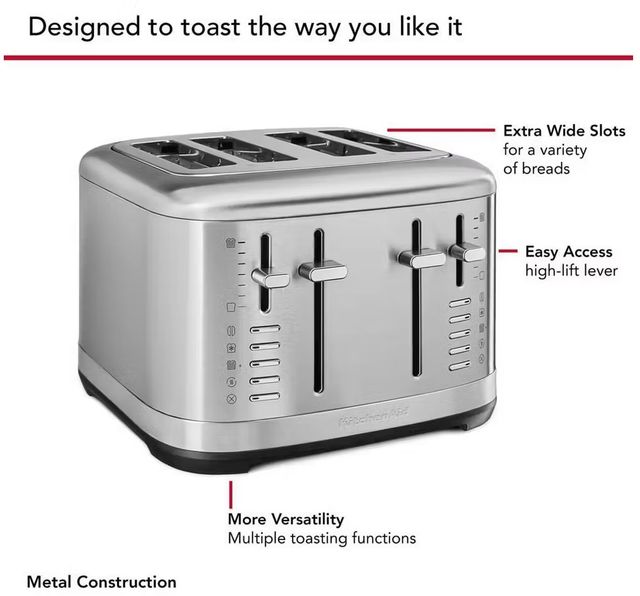 KitchenAid® 4 Slice Brushed Stainless Steel Toaster-3