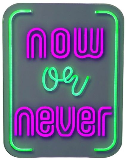 Classy Living Enlightened Now or Never Neon Sign-0