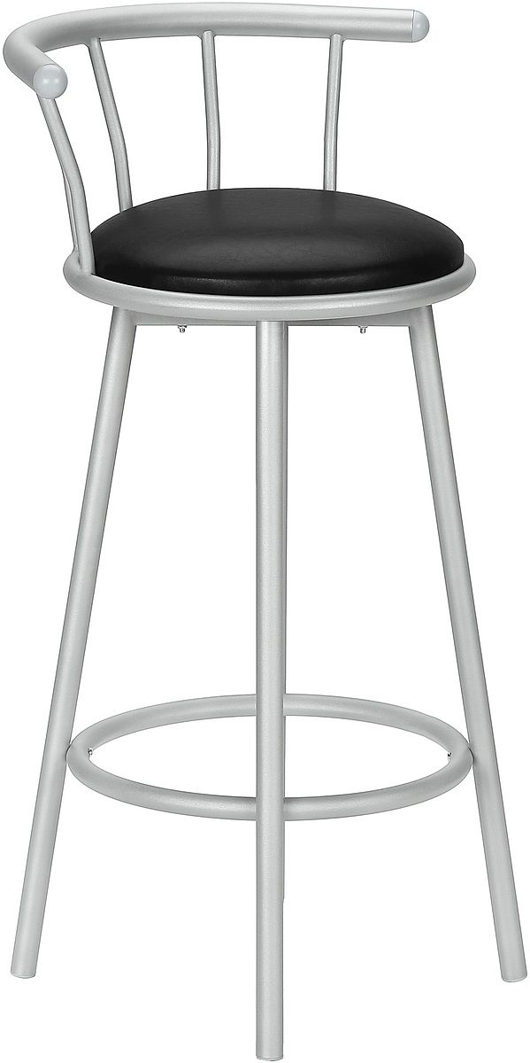 Monarch Specialties Inc. 2-Piece Black/Silver Swivel Barstools Set-1