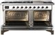 Ilve® Majestic III 60" White Pro Style Dual Fuel Liquid Propane Range with Triple Glass Door and Burnished Trim-1