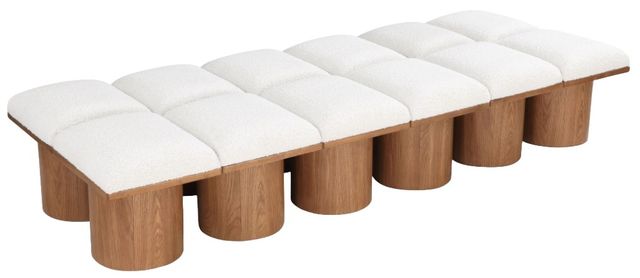 Meridian Furniture Pavilion 12-Piece Cream/Walnut 93" Modular Bench Set-2