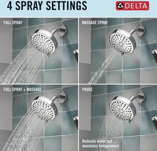 Delta Modern 14S Chrome Shower Trim with Fixed Head & Hand Shower-1