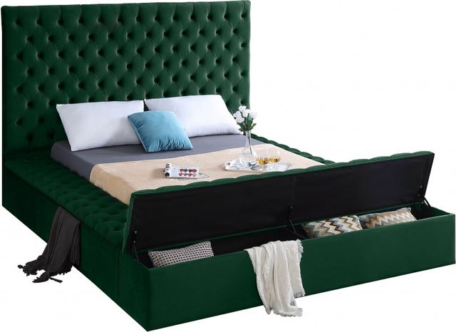 Meridian Furniture Bliss Green Velvet Queen Bed-2