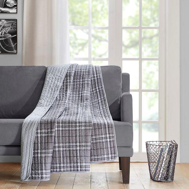 Olliix by Intelligent Design Daryl Grey 60" x 70" Oversized Quilted Throw-0