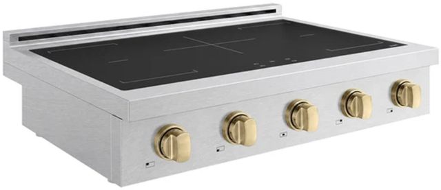 ZLINE Paramount 36" Satin Stainless Steel Induction Rangetop with 5-Element Cooktop and Champagne Bronze Accents-2