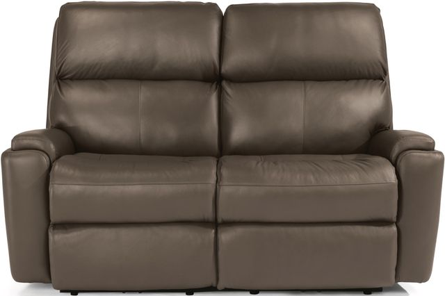 Flexsteel® Rio Dark Stone Power Reclining Loveseat with Power Headrests-0