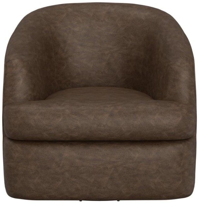 International Furniture Direct Tumbi Brown Faux Leather Swivel Accent Chair-2
