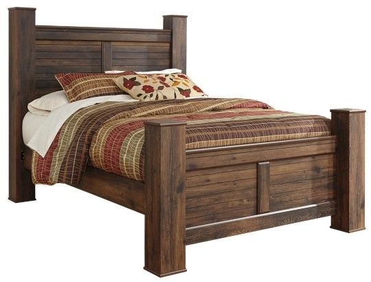 Signature Design by Ashley® Quinden 3-Piece Dark Brown Queen Poster Bed Set-1