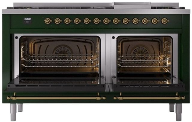 Ilve® Nostalgie II Series 60" Emerald Green Pro Style Dual Fuel Range-1
