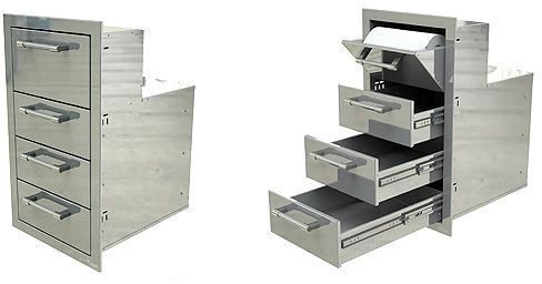 Alfresco™ 16.88" Stainless Steel Paper/Towel Holder/Three Drawers-2
