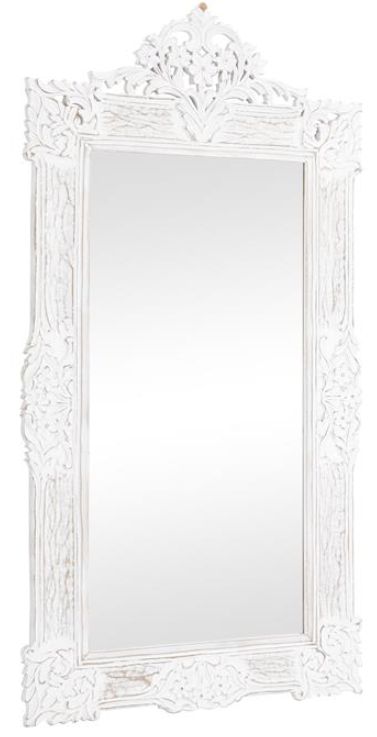Deco Marche White Floral Intricately Carved Acanthus Wall Mirror-1