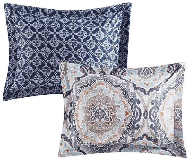 Olliix by Madison Park Essentials Navy Queen Titus Reversible Complete Bedding Set-4