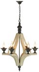 A & B Home White Harper 6-Light Washed-Wood Chandelier-2