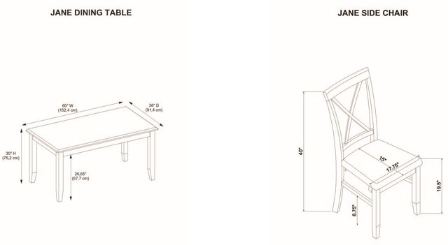 Powell® Jane 5-Piece Honey Brown/Vanilla White Dining Set-2