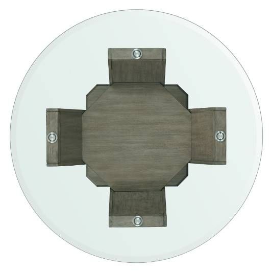 Elements International Dapper Glass Top Round Counter Table with Gray Base-1