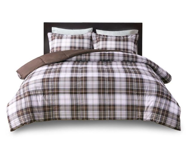Olliix by Madison Park Essentials Parkston Brown Twin/Twin XL 3M Scotchgard Down Alternative All Season Comforter Set-1