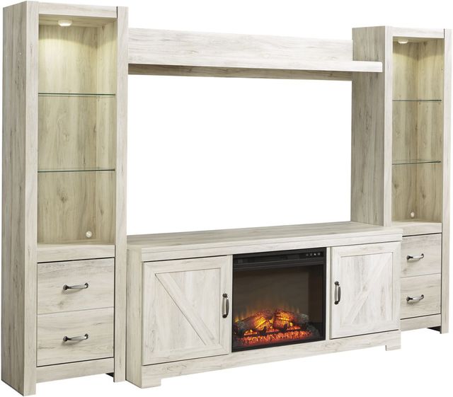 Signature Design by Ashley® Bellaby 4-Piece Whitewash Entertainment Center with Electric Fireplace-0