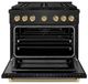 ZLINE Autograph Edition Paramount 36" 5.2 Cu. Ft. Black Stainless Steel Gas Range with 6 Burner DuoPro™ Cooktop and Convection Gas Oven with Champagne Bronze Helix Handle and Accents-3
