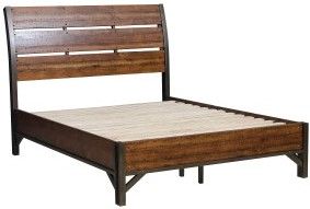 Mazin Furniture Holverson Rustic Brown/Gunmetal Queen Bed-1