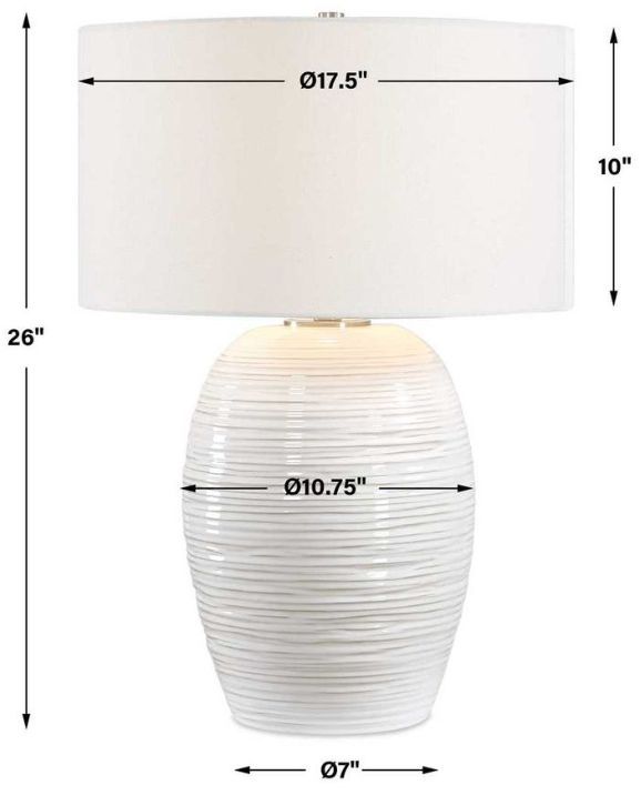 Uttermost® Alkman Powder White Glaze Table Lamp-3