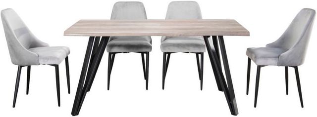 Mazin Furniture Carrie Brown Dining Table with Black Hairpin Metal Legs-2