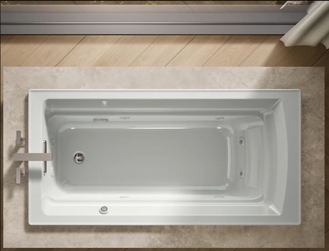 KOHLER® Archer® Ice Grey 72" x 36" Drop-In Whirlpool Bath with Bask® Heated Surface-2