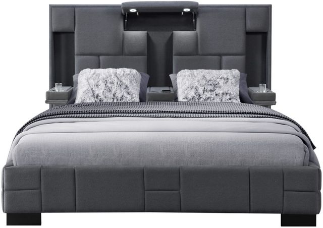 Global Furniture USA Oscar Dark Gray 8 Queen Panel Bed No Wood Trim-1