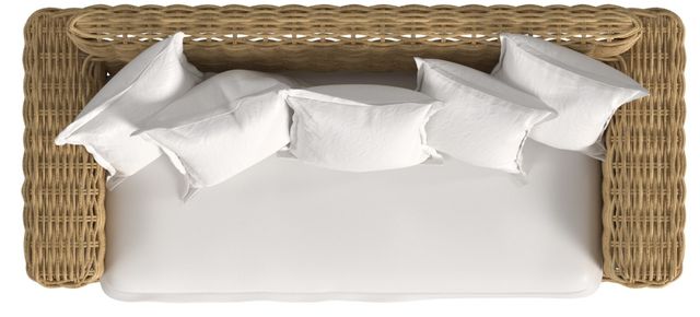Sunset West Playa Natural Resin Wicker Outdoor Loveseat with Soothe Pearl Cushion-4