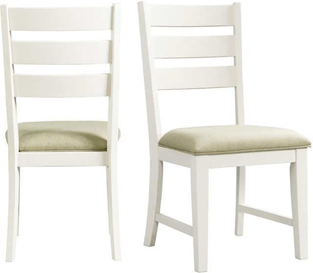 Elements International Park Creek Cottage White Ladder Back Dining Chair-3