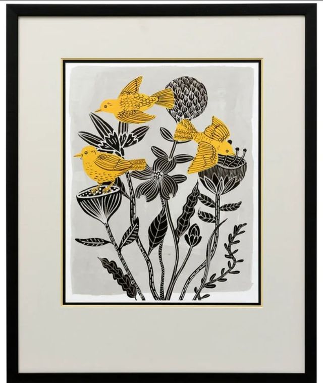 Stylecraft Birds in My Garden II Black/White/Yellow Wall Art-0