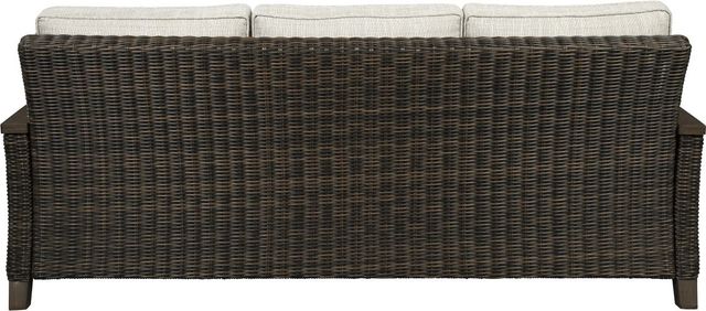 Signature Design by Ashley® Paradise Trail Medium Brown Aluminum/Resin Wicker Outdoor Sofa with Cushion-2