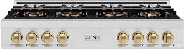 ZLINE Classic Autograph Edition 48" Satin Stainless Steel Gas Rangetop with Champagne Bronze Accents-0