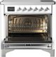 Ilve® Majestic III 36" White Pro Style Induction Range with Triple Glass Door and Chrome Trim-1