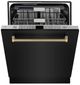 ZLINE Autograph Edition Monument 24" Black Stainless Steel with Polished Gold Helix Handle 3rd Rack Top Touch Control Tall Tub Dishwasher-2