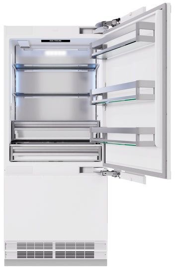 ZLINE Autograph Edition 36" 19.8 Cu. Ft. Panel Ready Built-In Bottom Freezer Refrigerator with Polished Gold Accents-3