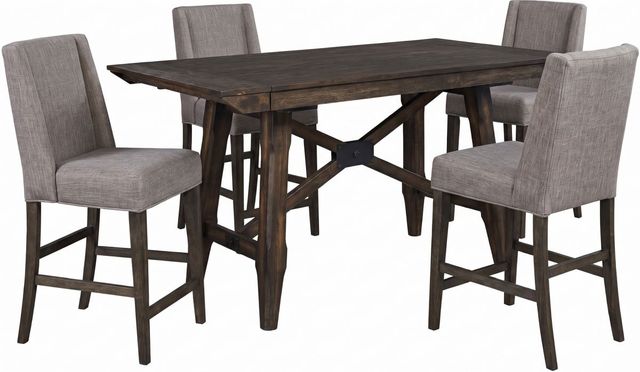 Liberty Furniture Double Bridge 5-Piece Dark Chestnut/Gray Optional Gathering Table Set-0