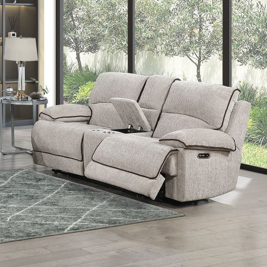 New Classic® Home Furnishings Camden Brown Power Reclining Loveseat with Power Headrest and Footrest-2